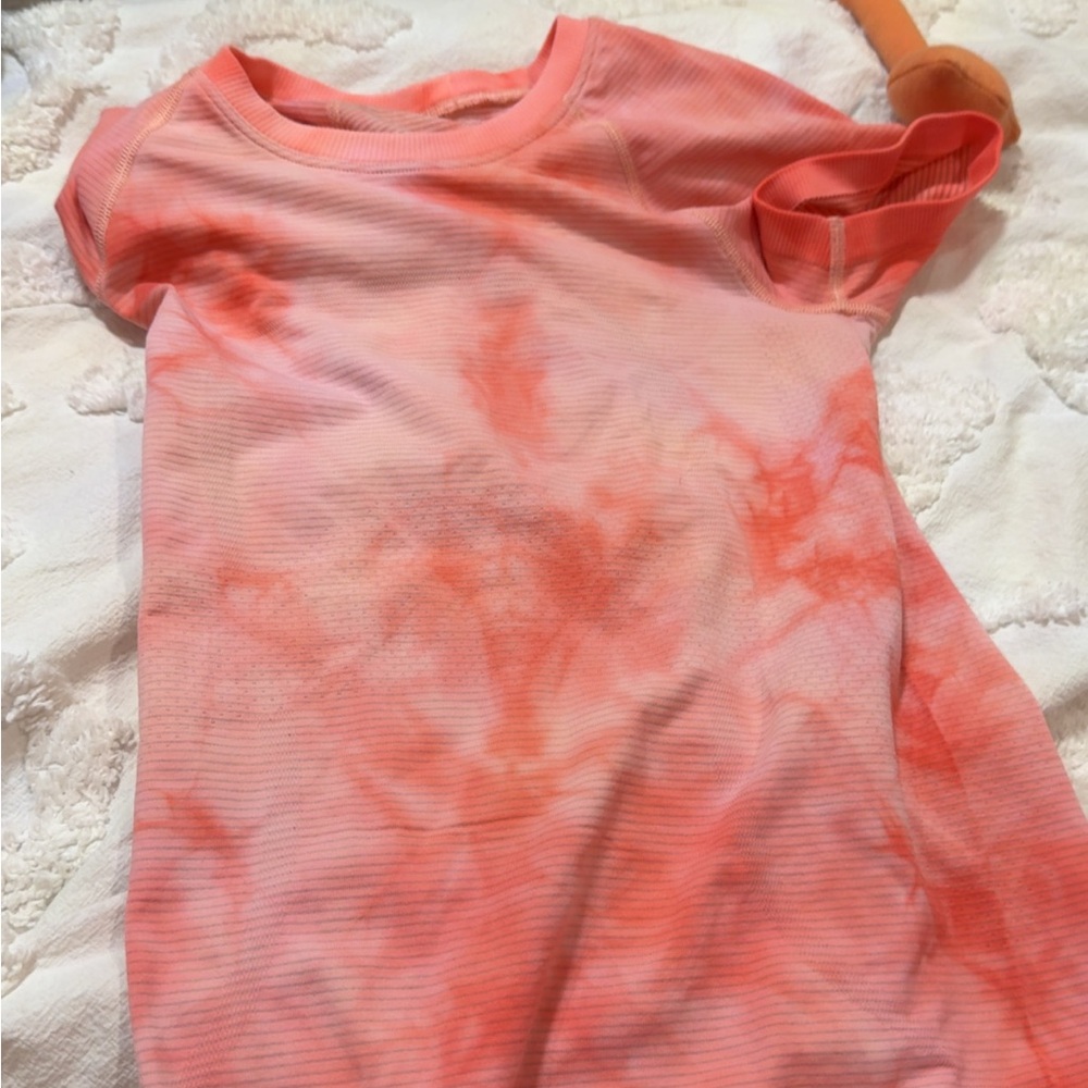 Lululemon Athletica Pink and Orange Short Sleeve Tee